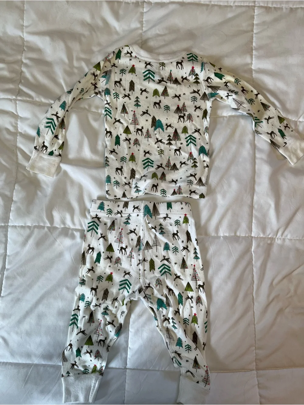 Kids White Woodland Moose & Tree Pajama Set - Cozy Sleepwear